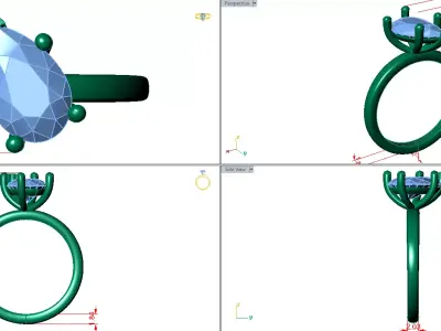bend head  pear shape solitaire  3D print model