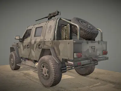 Low poly High detailed military armored 4x4 Sub Low-poly 3D model