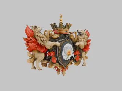 Ornate Heraldic Emblem Low-poly 3D model
