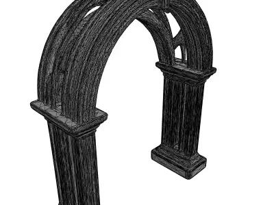 Decorative Wooden Archway Column Model Low-poly 3D model