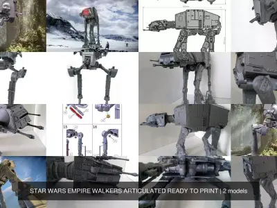 STAR WARS EMPIRE WALKERS ARTICULATED READY TO PRINT 3D Model Pack