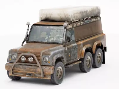 old Off-road 6x6 SUV 3d model Low-poly 3D model