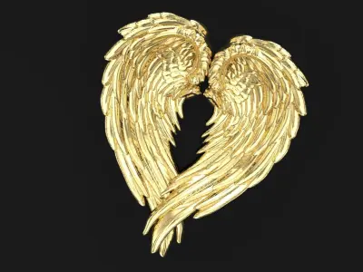 wings heart pendant 3D print model
