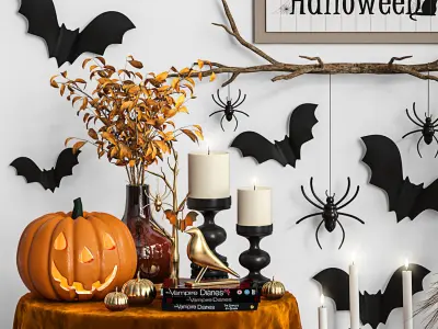 Decoration set for Halloween 01 3D model