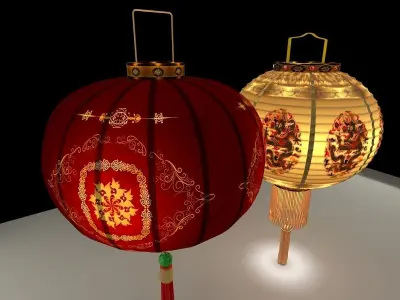 Chinese Red Lantern 3D model 22