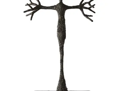 Branching bronze sculpture of woman holding branches 3D model