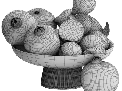 bowl of pomegranates and figs fruits 3D model