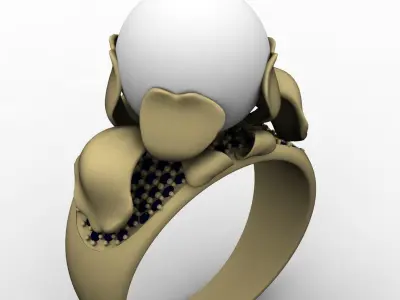 Orchid ring with pearl 3D print model