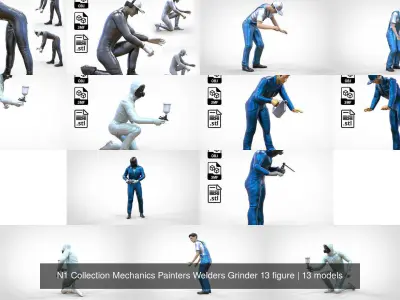 N1 Collection Mechanics Painters Welders Grinder 13 figure 3D Model Pack