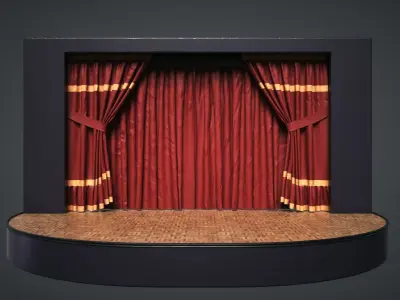 Theatre stage with curtains Low-poly 3D model