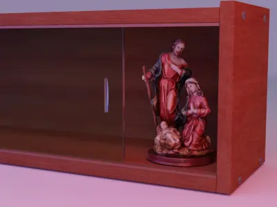 Jesus birth Mary Joseph Holy Family statue Low-poly 3D model