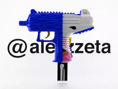 Kaws Uzi BFF Half Flayed Open Textured Low-poly 3D model