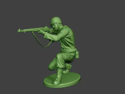 American soldier ww2 Shoot Crouch A12 3D print model