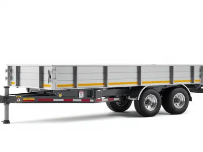 HeavyDuty Logistics Trailer with Metal Chassis and Reflective... Low-poly 3D model
