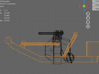 Heavy Rear Truck Axle  Low-poly 3D model