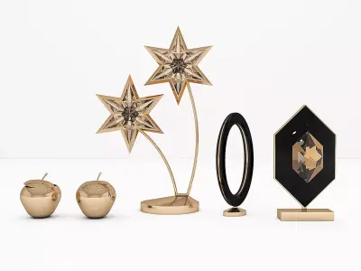 Accessory set of gold ornaments 3D model