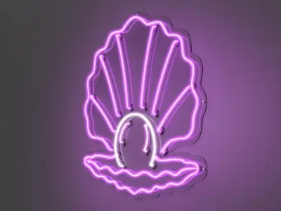 Pink Clam - Neon Sign 3D model
