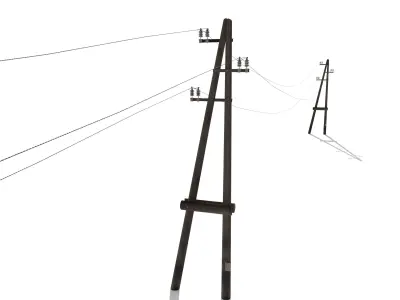 Electricity Pole 23 Low-poly 3D model