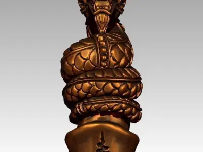 NAKA Amulet Snake Tiny  Chinese Zodiac Charm talisman 3D print model