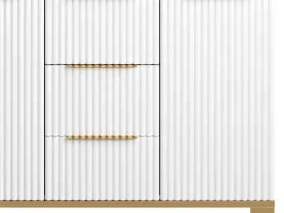 White Sideboard with Tempered Glass 3D model