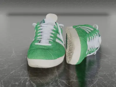 ADIDAS 3D SHOES - GAZELLE SERIES - SUEDE - GREEN Low-poly 3D model
