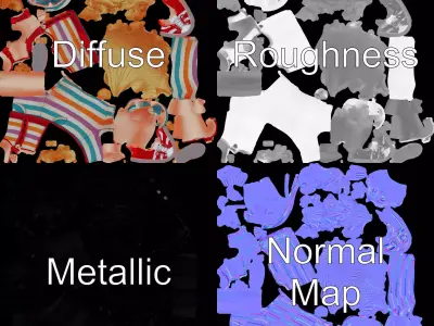 Playful Striped Overalls model pack Low-poly 3D model