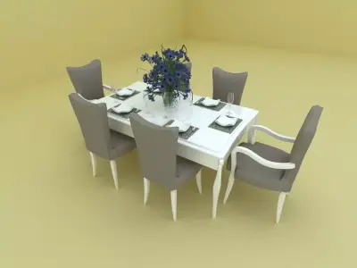 table dining and chairs 3D model