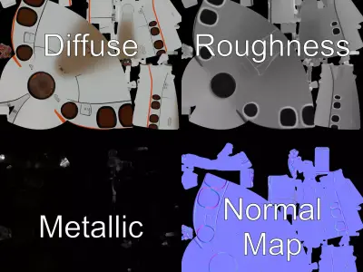 Futuristic Submarine model pack Low-poly 3D model