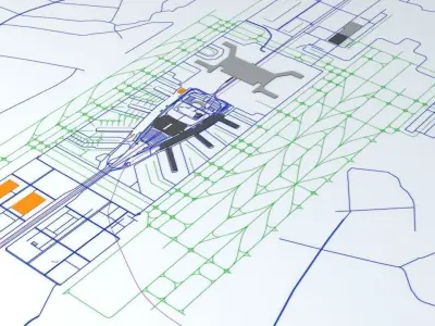 Guangzhou Baiyun CAN Airport Roads Buildings and Public Trans 3D model