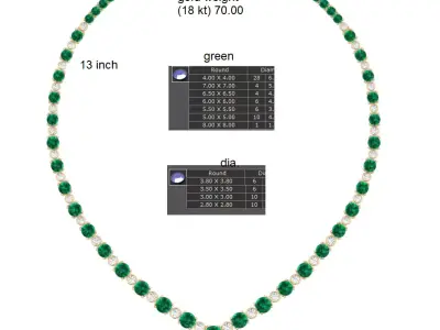 Luxury Green Diamond Necklace Emerald 3D print model