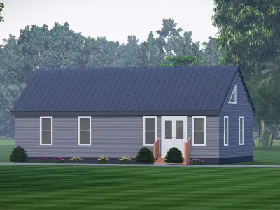 Barndominium Tiny House Exterior  Compact Barn Style Modern Home 3D model