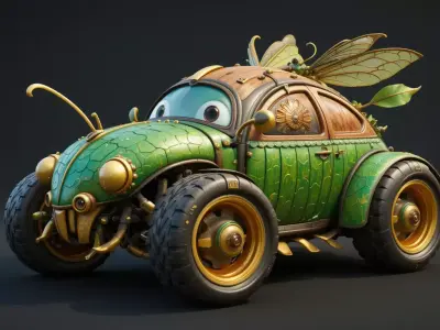 Fantasy Cartoon Insect Car 3D Model Game Ready 3D model