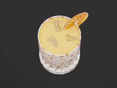 Dried Lemon Cocktail Low-poly 3D model