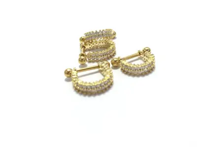 Pac 3 sizes Piercing helix conch tragus double exclusive 3D print model