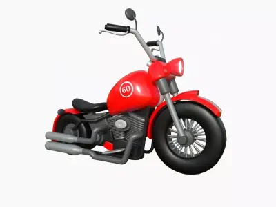 Motorcycle Cartoon A01 Red Racing - Custom Vehicle Design Low-poly 3D model