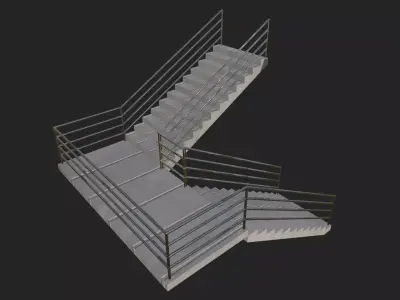 3D Stair Model - With Ladder At Apartment - Textures -  Low-poly 3D model