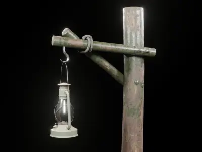 Lantern Pole Low-poly 3D model
