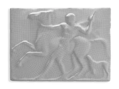 Wall greek relief with horse Low-poly 3D model