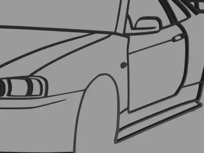 Nissan Skyline GTR R34 Wall Silhouette 3D print model