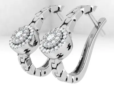 Round Halo Chain Earring 4601 3D print model