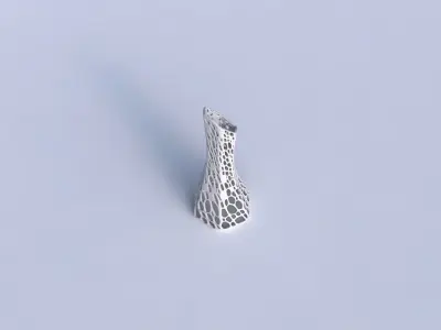 Vase squeezed and bent hexagon with dense organic lattice 3D print model