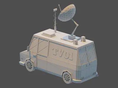 Tv News Van Low-poly 3D model