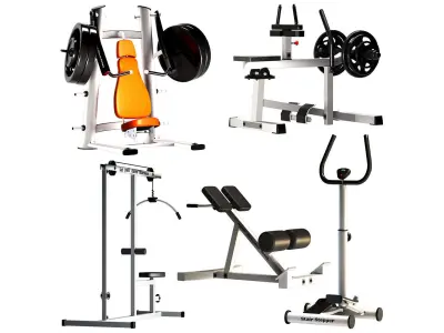 30 pieces of gym equipment 3D model