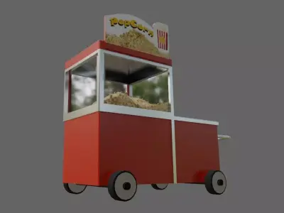 Popcorn Cart - Carrinho de Pipoca Low-poly 3D model