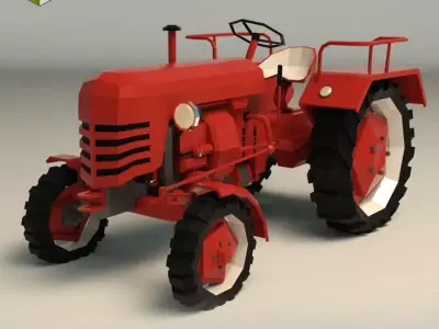 Low Poly Tractor 01 Low-poly 3D model