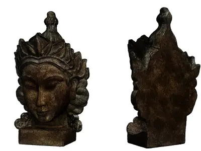 Wooden Buddha Head Free 3D model