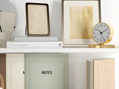 Decorative set of items on shelf 3D model