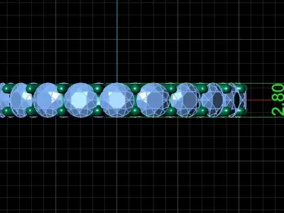 U Shaped Eternity Ring 2 point 8 mm stone size swiss 9 and EU49 3D print model purchase