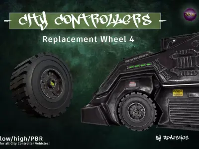 CITY CONTROLLERS Replacement Wheel 4 - PBR lowpoly Low-poly 3D model