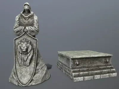 statue 3 lord of rings Low-poly 3D model